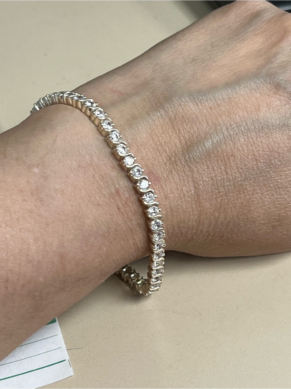 925 Sterling Silver White Stone Tennis Bracelet - Silver Tone